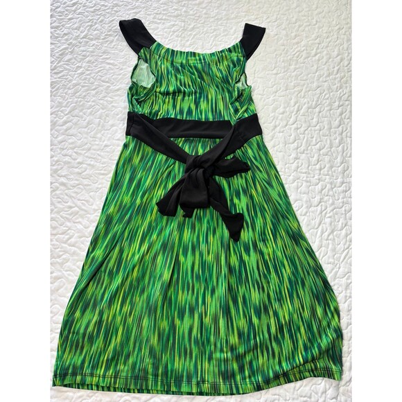 AB Studio Green Black Sleeveless Tie Back Flowy Y2K Dress size medium - Picture 7 of 7